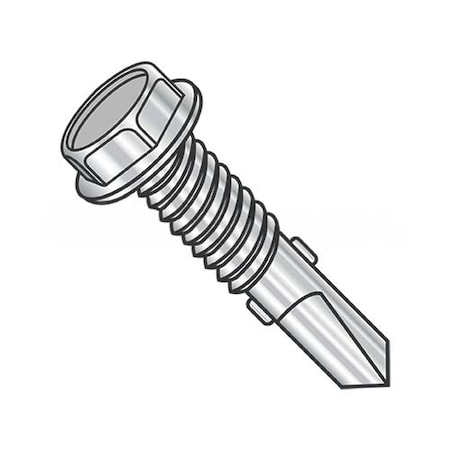 Usa Industrials Self-Drilling Screw, #12-24 x 7/8 in, Plain 410 Stainless Steel Hex Head Hex Drive BULK-SCRW-10431
